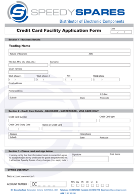 Electronic Components Distributor Credit Card Application