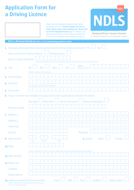 Driving Licence Application Form