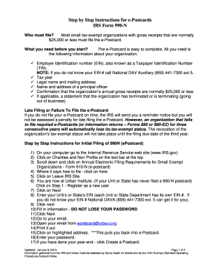 IRS Form 990-N e-Postcard Instructions