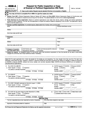 IRS Form 4506-A Request for Public Inspection or Copy