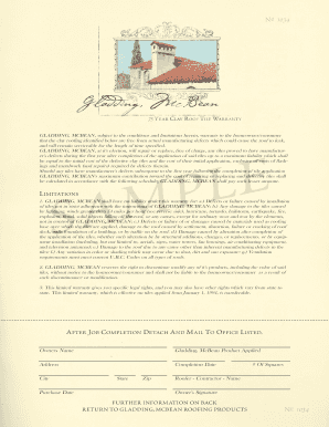 Gladding McBean Roofing Product Warranty