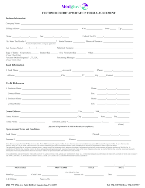 Customer Credit Application Form & Agreement