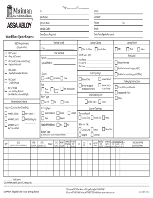 Wood Door Quote Request Form
