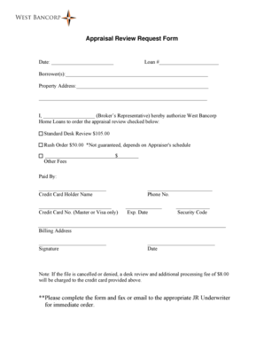 Fillable Online Westbancorp Desk Review Request Form Westbancorp