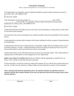 Consent for Behavioral Health Treatment