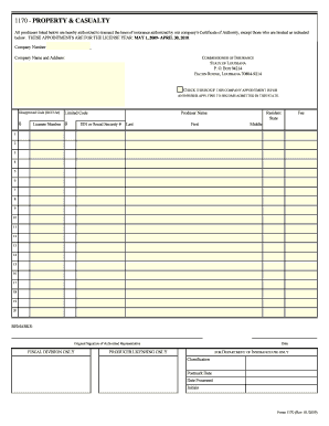 Louisiana Property and Casualty Producer Appointment Form