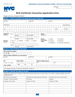 New York Birth Certificate Correction Form