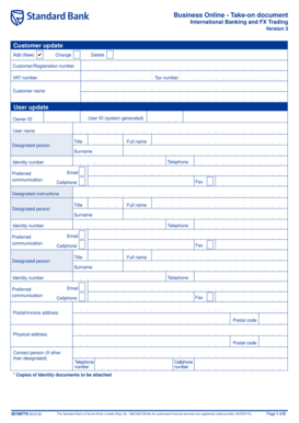 Standard Bank Business Online Take-on Document