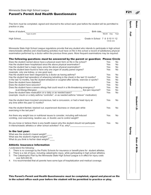 Minnesota High School Athletic Participation Permit