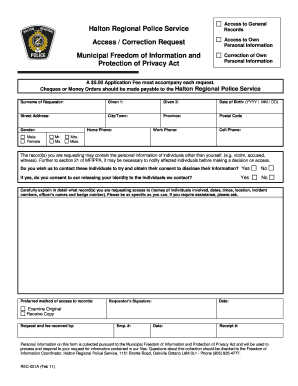 Halton Police Personal Information Access Request