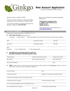 Ginkgo Multi-Strategy Fund New Account Application