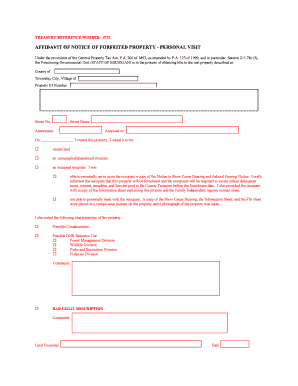 Affidavit of Notice of Forfeited Property