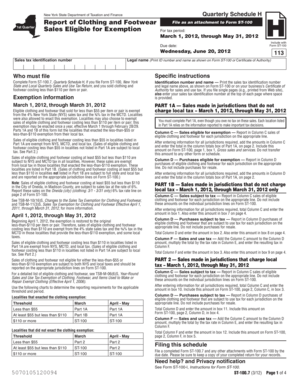 New York State Quarterly Schedule H