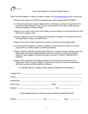 Platinum Cargo Logistics Property Broker Contract