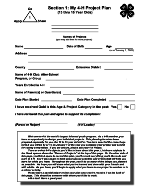 4-H Project Plan Form