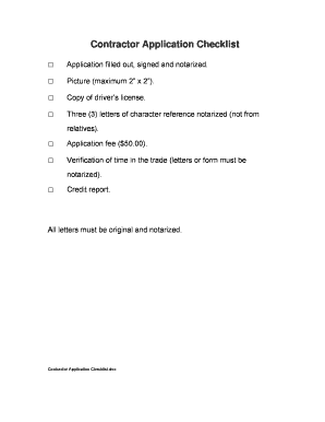 Florida Contractor Application Checklist