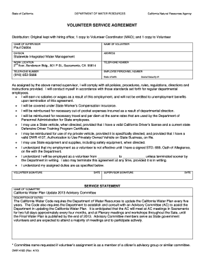 California Volunteer Service Agreement