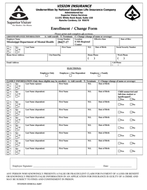 Vision Insurance Enrollment Form