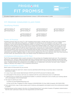 Frigidaire Fit Promise Consumer Claim Form