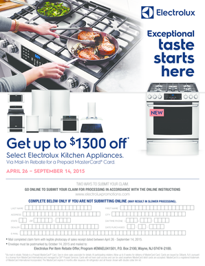 Electrolux Appliance Rebate Form