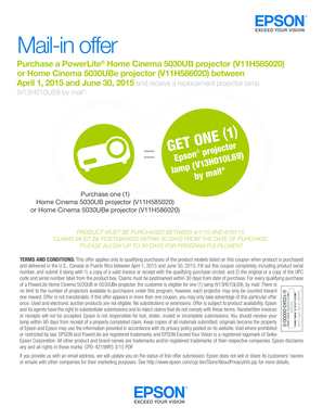 Epson Projector Lamp Mail-In Rebate Form