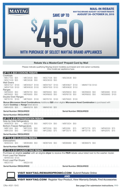 Maytag Brand August–October Rebate Form