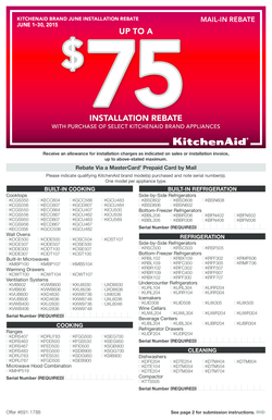 KitchenAid June Installation Rebate Form