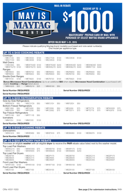 Maytag Appliance Mail-In Rebate Form