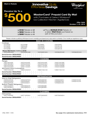 Whirlpool Ice Collection Appliance Rebate Form