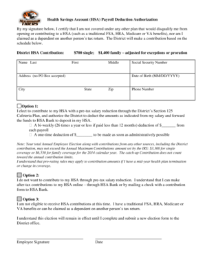 HSA Payroll Deduction Authorization