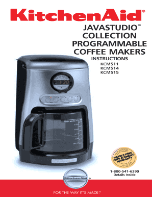 KitchenAid Coffee Maker Warranty and Registration Form