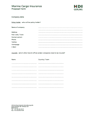 Marine Cargo Insurance Proposal Form