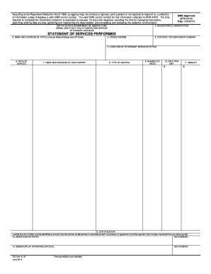 USDA Veterinary Services Statement of Services Performed