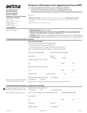 Producer Information And Appointment Form