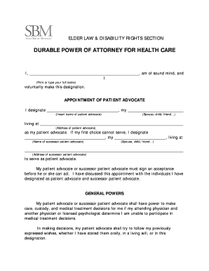 Durable Power of Attorney for Healthcare