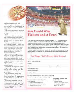 Red Wings Kids Contest Entry Form