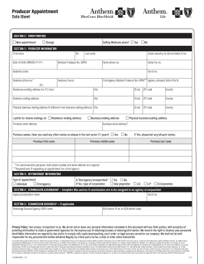 Anthem Producer Appointment Form