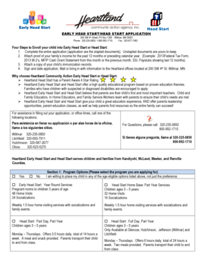 Early Head Start/Head Start Application