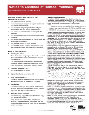 Notice to Landlord of Rented Premises