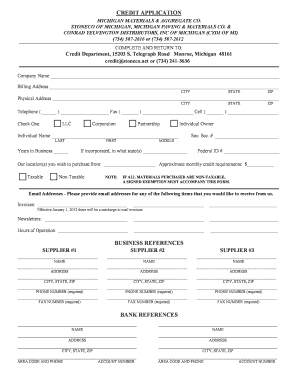 Michigan Credit Application Form