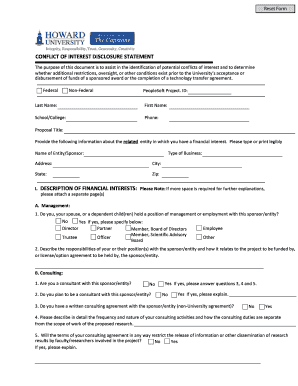 Conflict of Interest Disclosure Statement