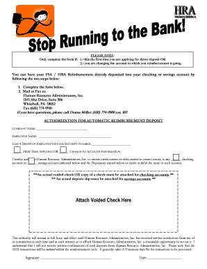 Authorization for Automatic Reimbursement Deposit