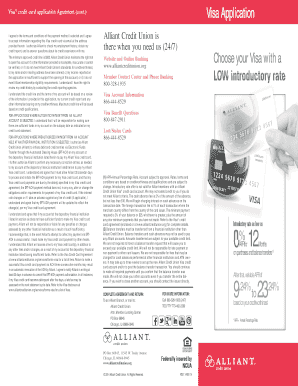 Visa Credit Card Application Agreement