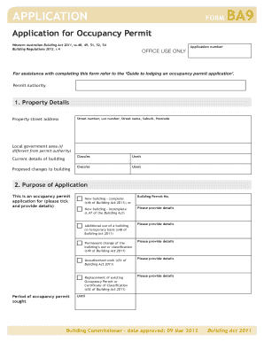 Application for Occupancy Permit