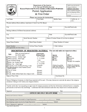 Eagle Parts and Feathers Permit Application