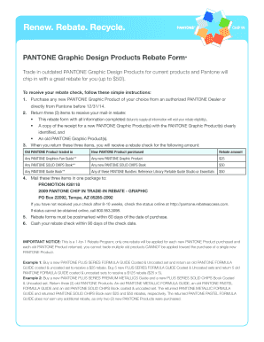 Pantone Graphic Design Products Rebate Form