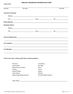 Medical Insurance Information Form