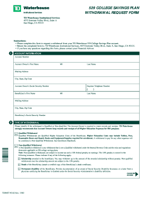 529 College Savings Plan Withdrawal Request Form