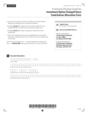 TD Ameritrade 529 College Savings Plan Investment Option Change Form