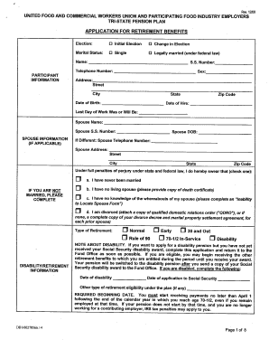 Tri-State Pension Plan Retirement Benefits Application